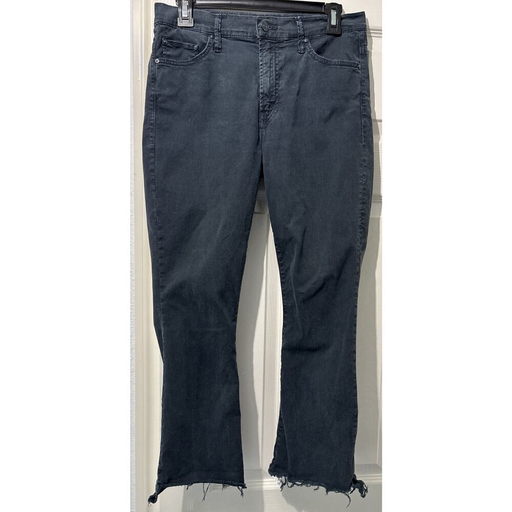 MOTHER Jeans Insider Crop Step Fray Killing Time Faded Black Lightweight Size 28
